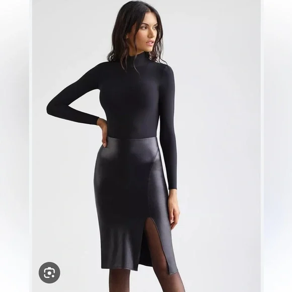 Commando Faux leather side slit skirt sz XL - Picture 2 of 11